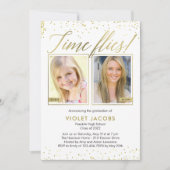 Time Flies EDITABLE COLOR Afstuderen Invision Kaart (Voorkant)