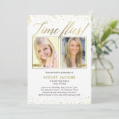 Time Flies EDITABLE COLOR Afstuderen Invision Kaart (Staand voorkant)