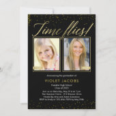 Time Flies EDITABLE COLOR Afstuderen Invision Kaart (Voorkant)