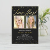 Time Flies EDITABLE COLOR Afstuderen Invision Kaart (Staand voorkant)