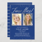 Time Flies EDITABLE COLOR Afstuderen Invision Kaart (Voorkant / Achterkant)
