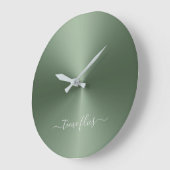 Time Flies Fern Green Metallic Style Acrylic Grote Klok (Hoek)