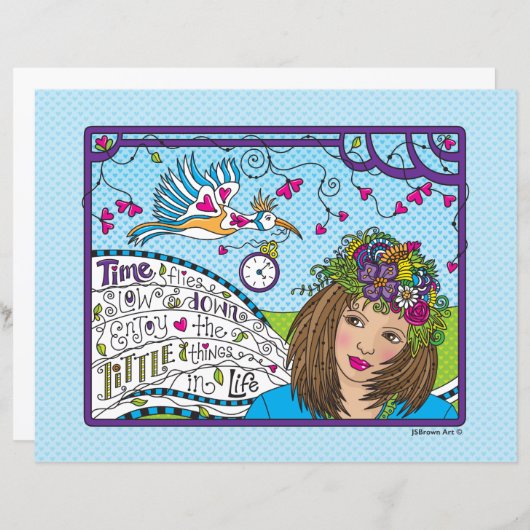 Time Flies_Flat Papierblad 11 x 8,5 inch (Voorkant / Achterkant)