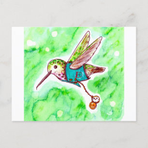 Time Flies Hummingbird Painting Briefkaart