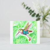 Time Flies Hummingbird Painting Briefkaart (Staand voorkant)