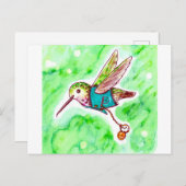 Time Flies Hummingbird Painting Briefkaart (Voorkant / Achterkant)