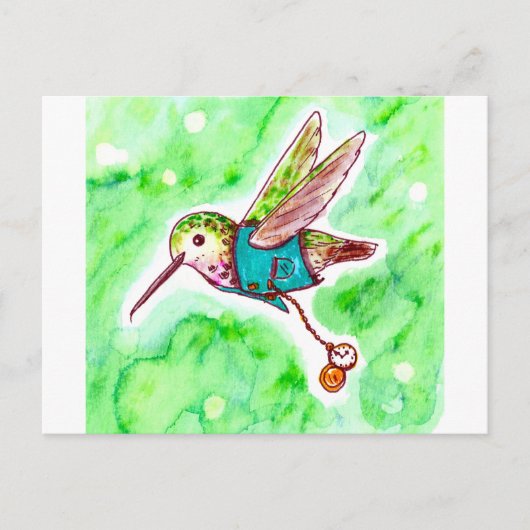 Time Flies Hummingbird Painting Briefkaart (Voorkant)