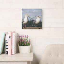 Time Flies Posing Seagulls Foto Vierkante Klok