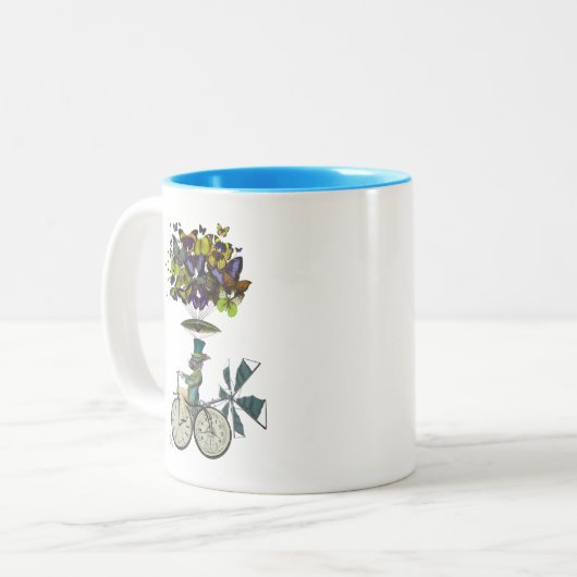 Time Flies Rabbit Tweekleurige Koffiemok (Voorkant links)