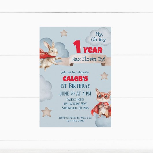 Time Flies Superheld Eerste Verjaardag Kaart