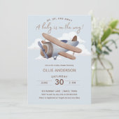 Time Flies Vliegtuig Baby shower Kaart (Staand voorkant)