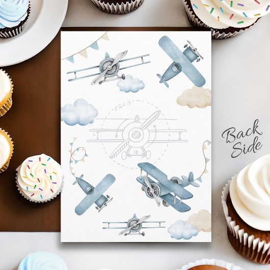 Time Flies Vliegtuig Cool Blue Boy Verjaardagsfees Kaart