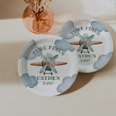 Time Flies Vliegtuig Verjaardag Foto Print Papieren Bordje