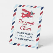 Time Flies Vliegtuig Verjaardagsbagage Claim Sign Reclamebord Met Voetstuk (Voorkant)