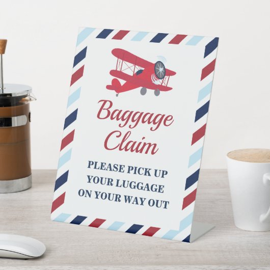 Time Flies Vliegtuig Verjaardagsbagage Claim Sign Reclamebord Met Voetstuk (Insitu)