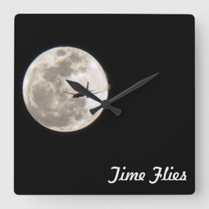 ~Time Flies~ WALL CLOCK, AANPASSEN IT! Vierkante Klok