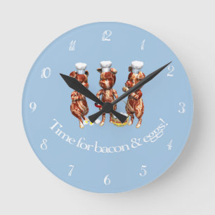 Time For Bacon and Eggs Numbered Ronde Klok