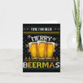 Time For Beer Merry Beermas Funny Christmas Beer L Kaart (Voorkant)