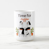 Time for Coffee Cute Couple Illustratio Mug, 15 oz Koffiemok (Center)