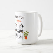 Time for Coffee Cute Couple Illustratio Mug, 15 oz Koffiemok (Voorkant rechts)