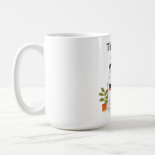 Time for Coffee Cute Couple Illustratio Mug, 15 oz Koffiemok (Links)