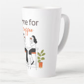 Time for Coffee Cute Couple Illustratio Mug, 15 oz Latte Mok (Rechterhoek)