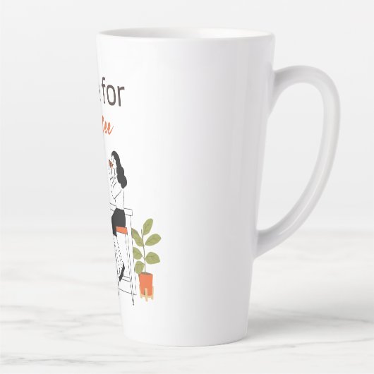 Time for Coffee Cute Couple Illustratio Mug, 15 oz Latte Mok (Rechts)