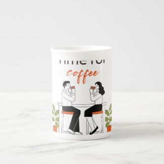Time for Coffee Cute Couple Illustratio Mug, 15 oz Porselein Kop