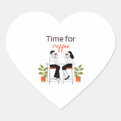 Time for Coffee Cute Couple Sticker for Laptop & B (Voorkant)