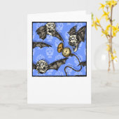 Time For Skull Bats - Pop Goth Nightmare Blank Kaart (Gele Bloem)