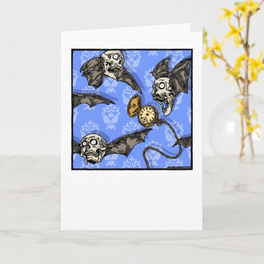 Time For Skull Bats - Pop Goth Nightmare Blank Kaart (Gele Bloem)