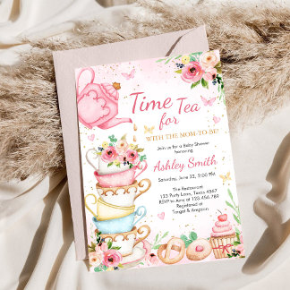 Time for Tea Birthday Party Invitation Kaart