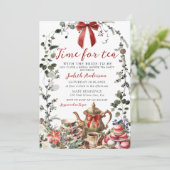 Time For Tea Bridal Shower Christmas Tea Party Kaart (Staand voorkant)