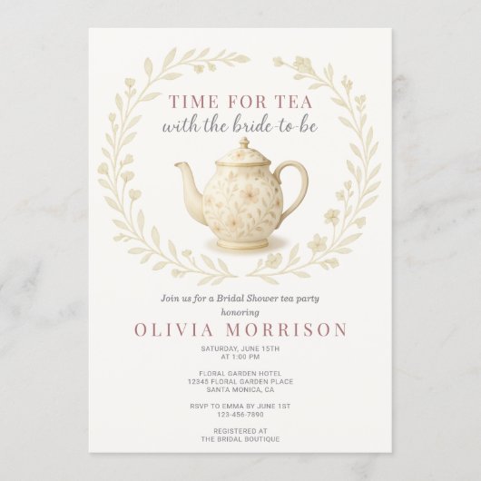 Time for Tea Bridal Shower Floral Wildflower  Kaart (Voorkant)