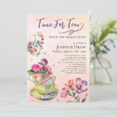 Time For Tea Bridal Shower Party Kaart (Staand voorkant)