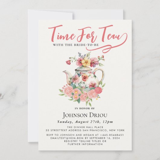 Time For Tea Bridal Shower Party Kaart (Voorkant)
