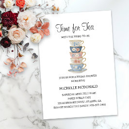 Time for Tea Floral Bridal Shower Invitation Kaart