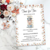 Time for Tea Floral Bridal Shower Invitation Kaart