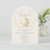 Time for Tea Floral Wildflower Bridal Shower Kaart (Staand voorkant)