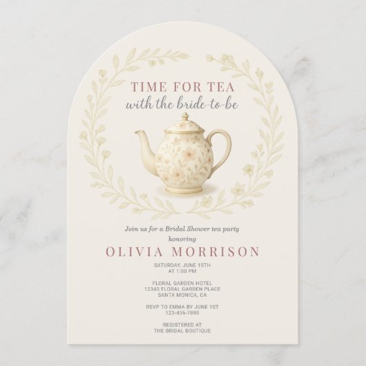 Time for Tea Floral Wildflower Bridal Shower Kaart (Voorkant)