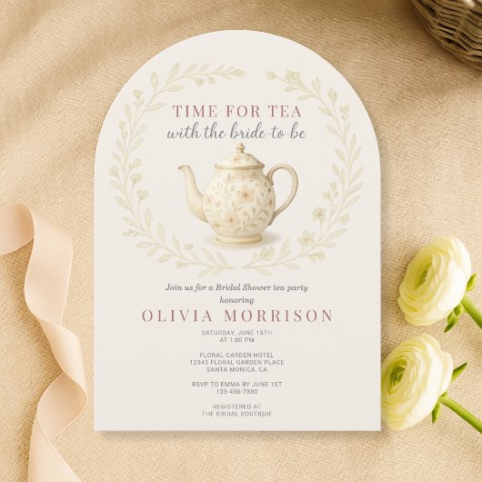 Time for Tea Floral Wildflower Bridal Shower Kaart