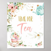 Time for Tea Party Baby is Brewing Baby Shower Poster (Voorkant)