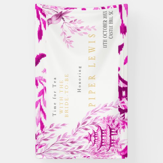 Time for Tea with the Bride -to-be Pink Banner (Verticaal)