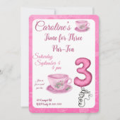 Time for Three Par-tea 3e verjaardagsuitnodiging Kaart (Voorkant)