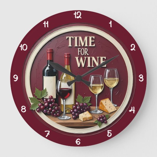 Time For Wine Bottles Cheese Grote Klok (Voorkant)