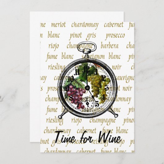 "Time for Wine" Druivenuitnodiging Kaart (Voorkant / Achterkant)