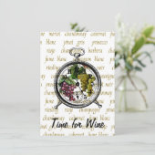 "Time for Wine" Druivenuitnodiging Kaart (Staand voorkant)