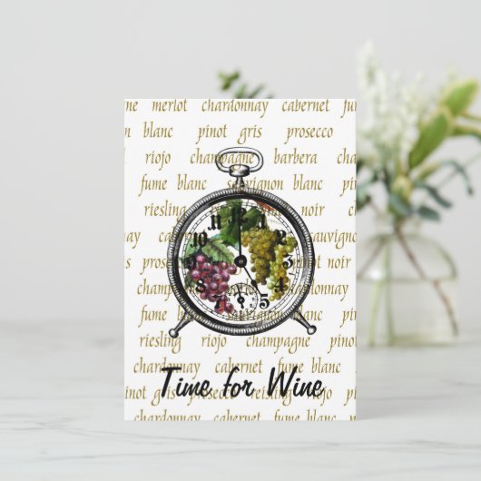"Time for Wine" Druivenuitnodiging Kaart (Staand voorkant)