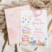 Time Four Tea Pink Tea Party Verjaardag Kaart
