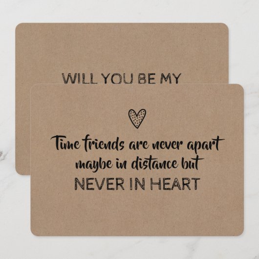 Time Friends - Wil jij mijn bruidsmeisje zijn? Kaart (Voorkant / Achterkant)